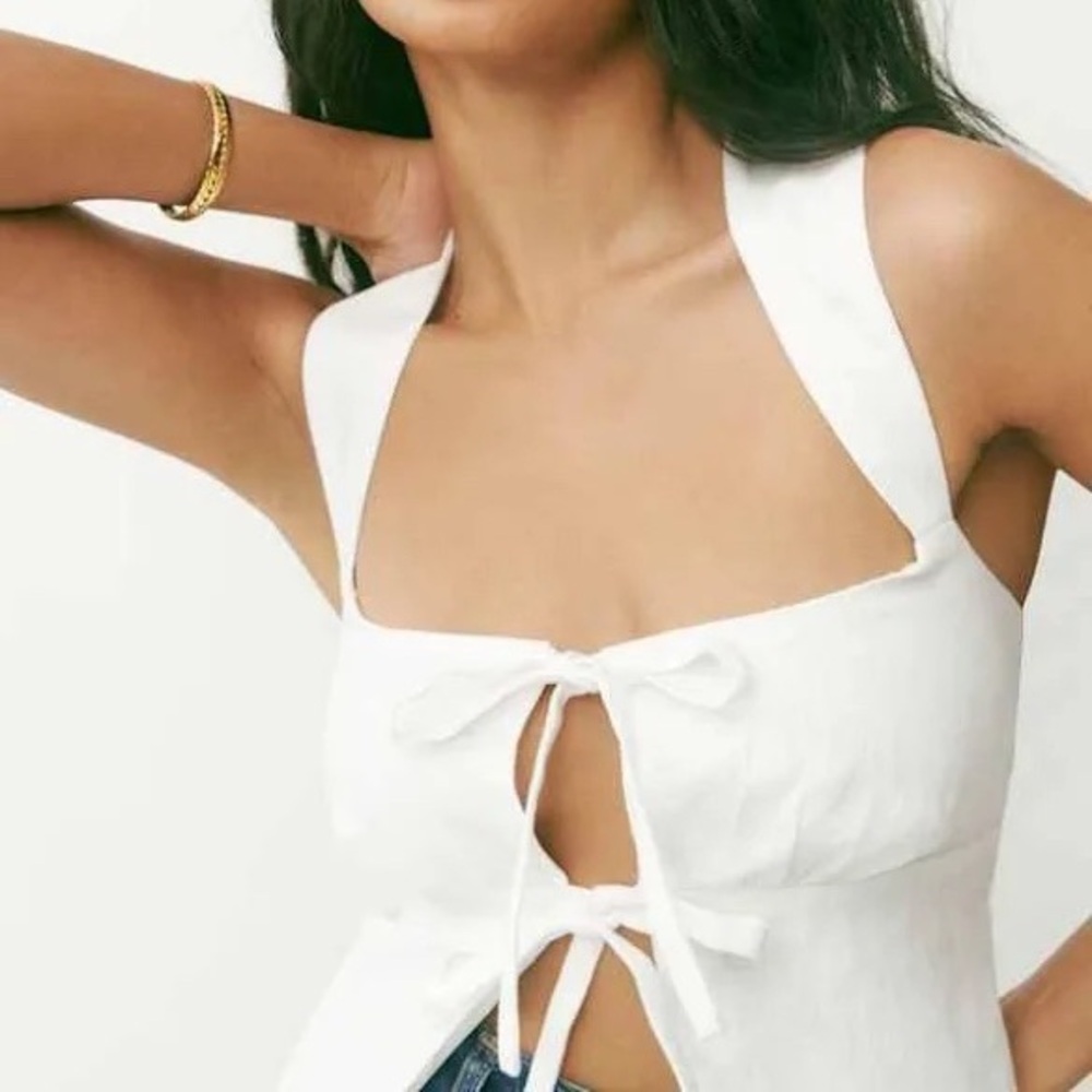 NWT Reformation Azalea linen top size 12 white - Picture 3 of 7